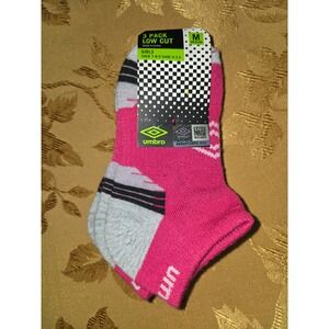 Umbro Girls Low Cut Socks 3 Pack Pink Grey‎ Black Medium Shoe Size 9-3.5 NEW